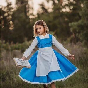 Only Little Once Belle/ villager Blue and White Kids costume Dress sz 10